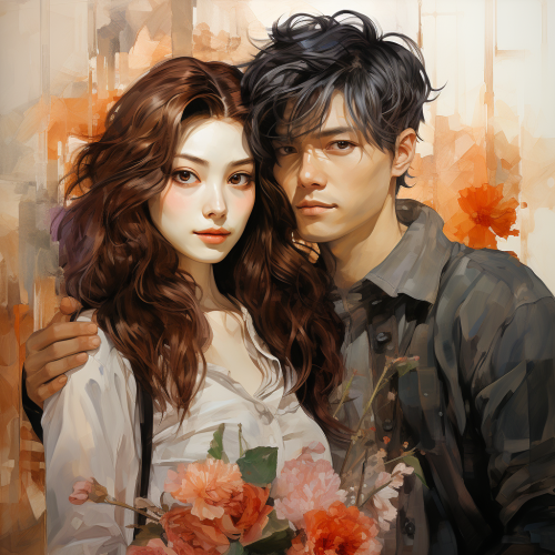 Expressive Korean style couple in love