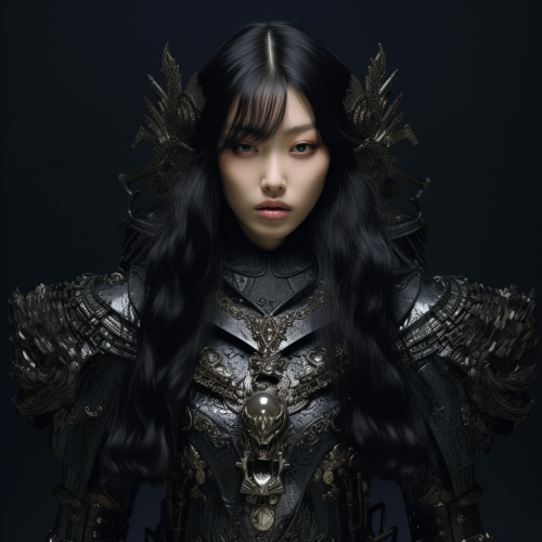 Intriguing Korean woman in fantasy armor