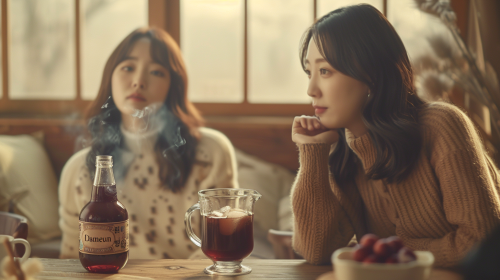 Two Korean women with jujube juice Two Korean women with jujube juice