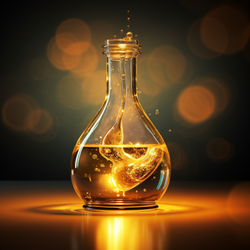 3D render of laboratory flask pouring liquid on lightbulb