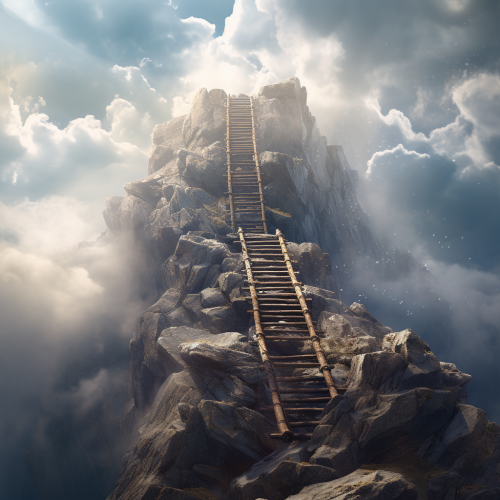 A towering ladder stretching towards the sky