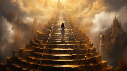 Lady on stairway to heaven