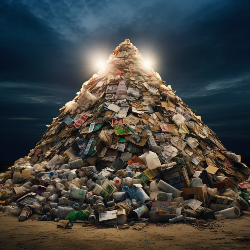 A pyramid of landfill items