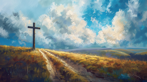 Large Landscape with Wooden Cross