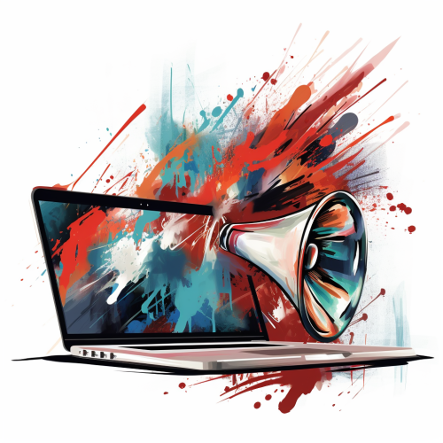 Megaphone on Laptop Screen