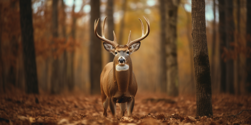Close-up of a majestic buck staring into the camera