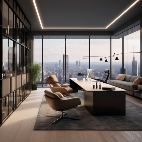 Spacious private office with Scandinavian decor