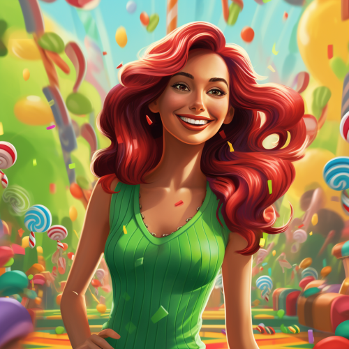 Latina Julia Roberts with Green Hair and Dimples