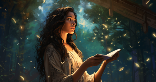 Latina woman holding a tablet, contemplating nature and satellites