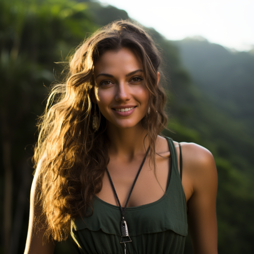 Smiling Latina Model at Waterfall