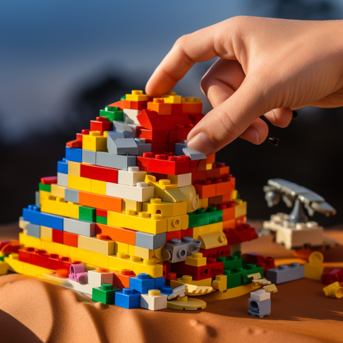 Hand building Lego structure