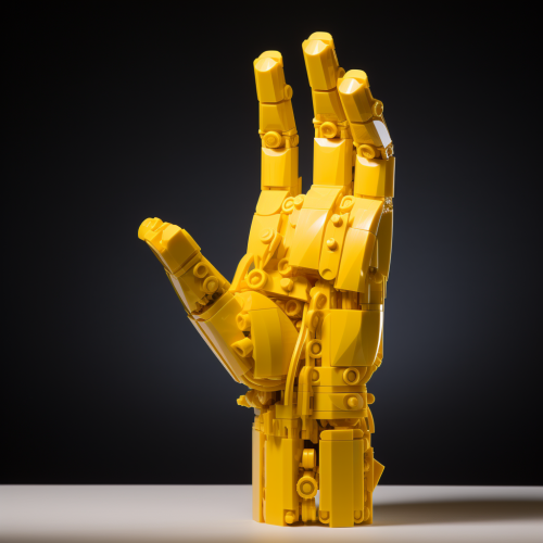 Yellow Lego hand holding object