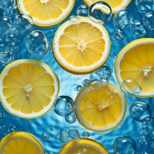 Slices of refreshing lemon in water