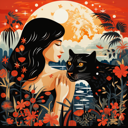 Leopard playing with mermaid in jungle