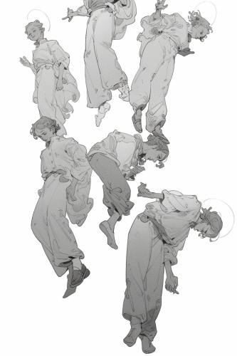 Levitating people group illustration