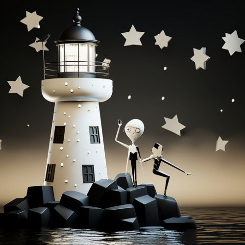Beautiful lighthouse illuminating the night