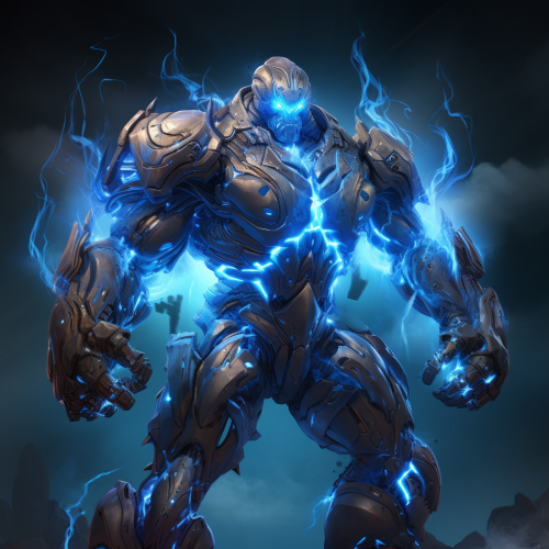 lightning golem with blue energy