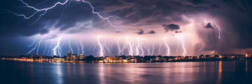 Lightning storm over a city