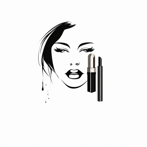 Minimalistic Makeup Logo on Black and White Background