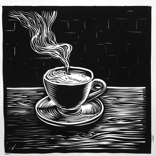 Coffee linocut illustration art Coffee linocut illustration art
