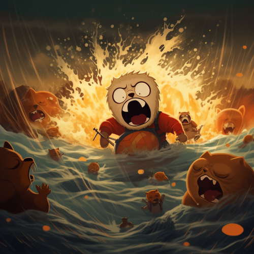 Lion stopping flood and being eaten by Cartman