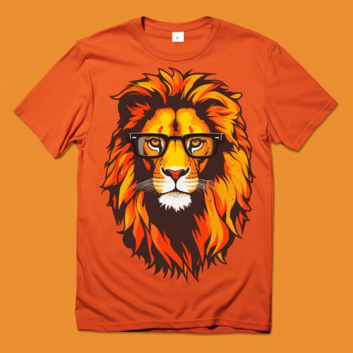 Lion wearing t-shirt and sunglasses