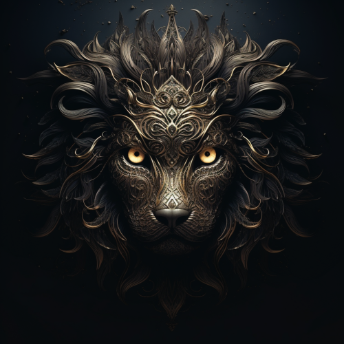 Beautiful lion's eyes on dark background