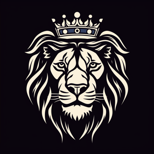 Majestic lion wearing crown in vector logo