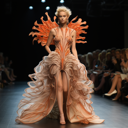 Runway Model in Lionfish-Inspired Dress