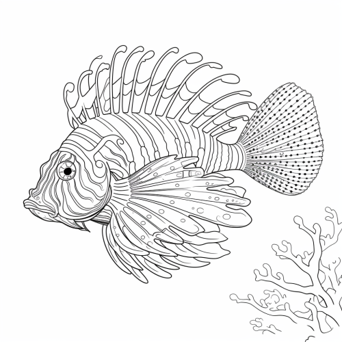 Simple Mandala Lionfish Coloring Page