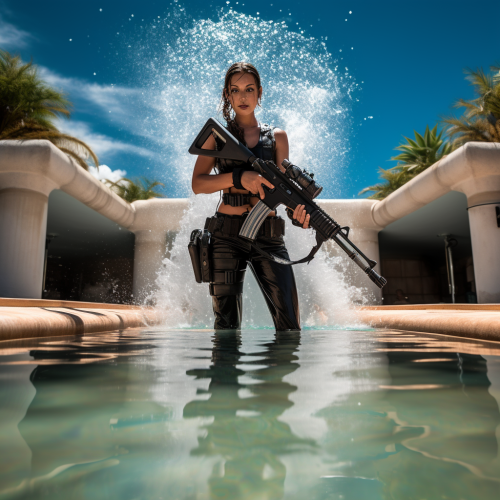 Lisa Anna as Lara Croft with big gun