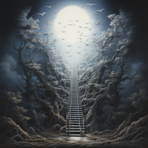 Majestic white ladder leading to the heavens Majestic white ladder leading to the heavens