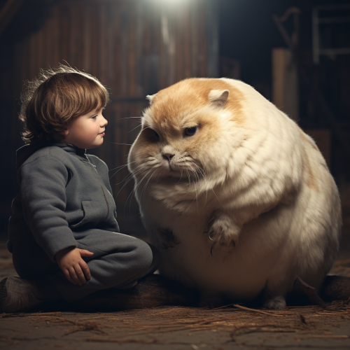 Adorable little boy with chubby guinea pig