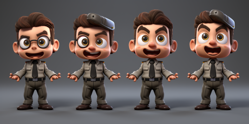 Little man dictator character with different poses