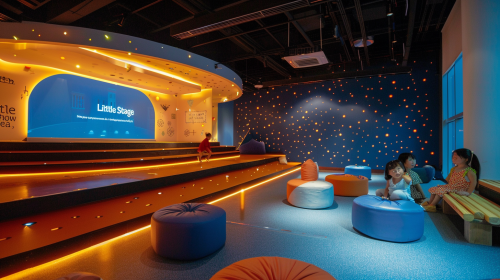 Children performance stage projector seating