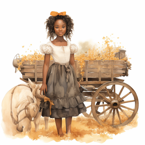 Little Black Girl Hayride Cart Image
