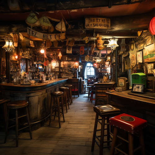Seedy pirate dive bar interior image Seedy pirate dive bar interior image