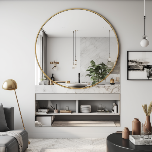 White Pond Mirror in Luxurious Living Room White Pond Mirror in Luxurious Living Room