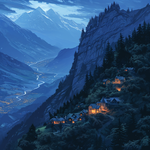 Lofi Mountain Village Mood Colors