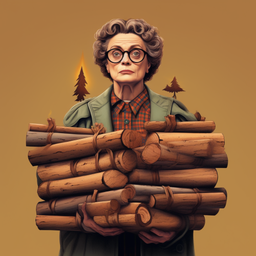 Image of Log Lady Carrying Log