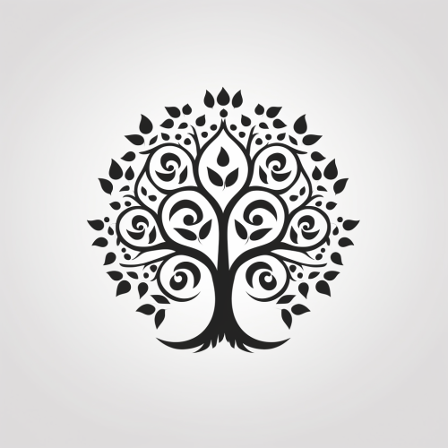 Black and white mandala tree logo