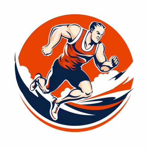 Logo of wrestler running on track