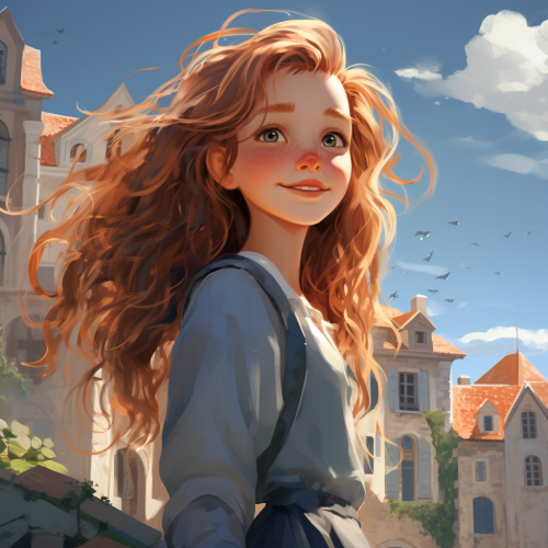 Freckled Child Enjoying in a Medieval Seaside Town