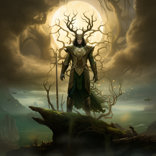 Loki standing at the end of time surrounded by the World Tree