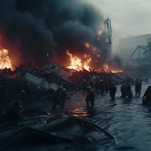 Tidal wave causing mass casualties in London