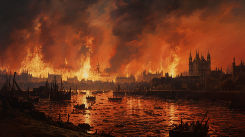 London fire view from Isle of Dogs