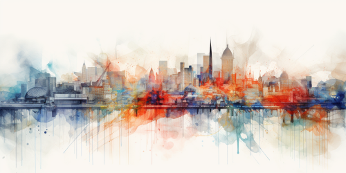 Watercolour map of London during Shakespeare's era