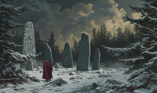 lone explorer in red coat snowy forest lone explorer in red coat snowy forest