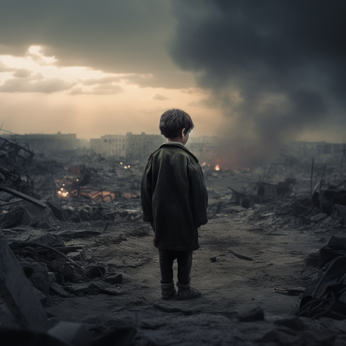 Sad, Emotional Image of a Lonely Child in Gaza