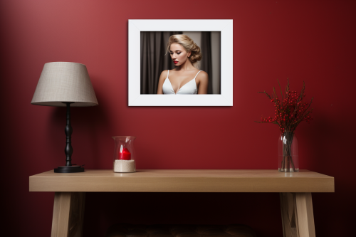 Beautiful lady in red dress smiling